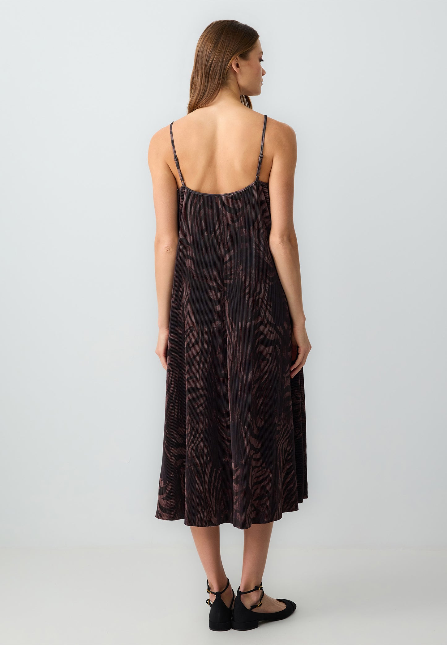 Loose fit V-neck Brown Dress