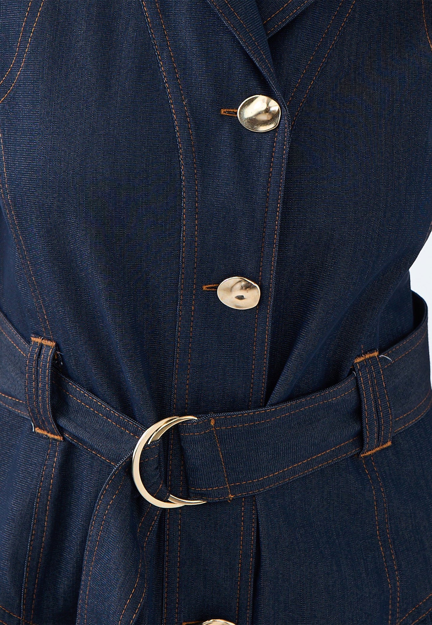 Sleeveless Midi Dress with Double Breasted Belt Detail