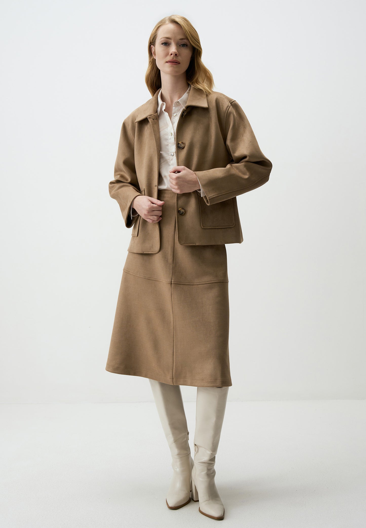 Relaxed Fit Knitted Velvet Midi Skirt