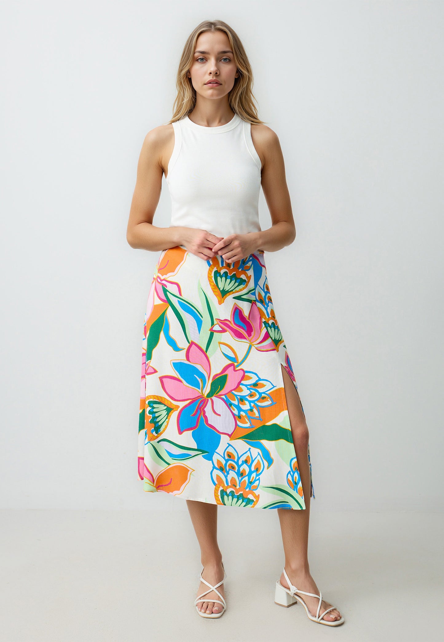 Regular Fit Woven Ecru Skirt