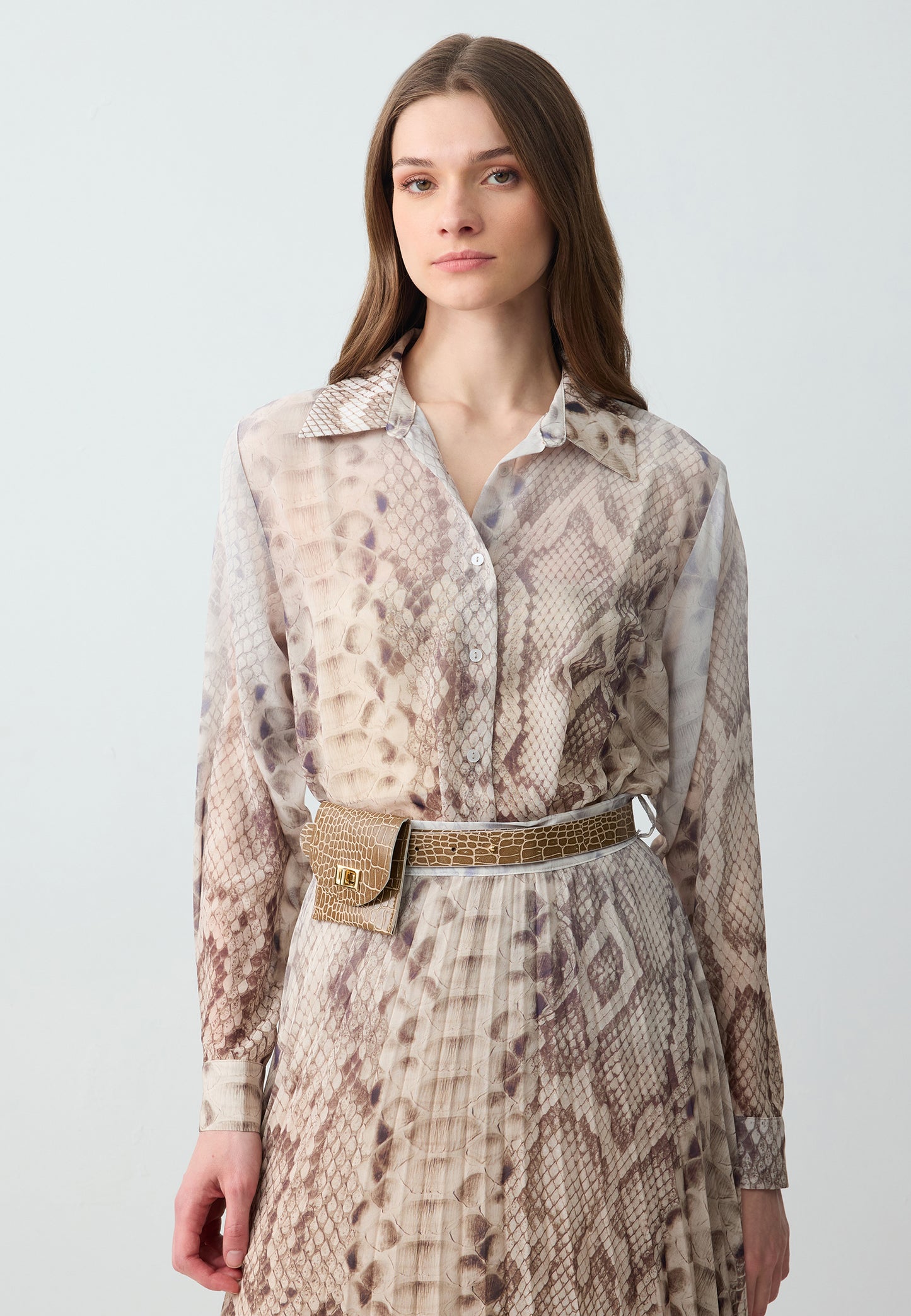 Loose Fit Shirt Collar Woven Stone Shirt