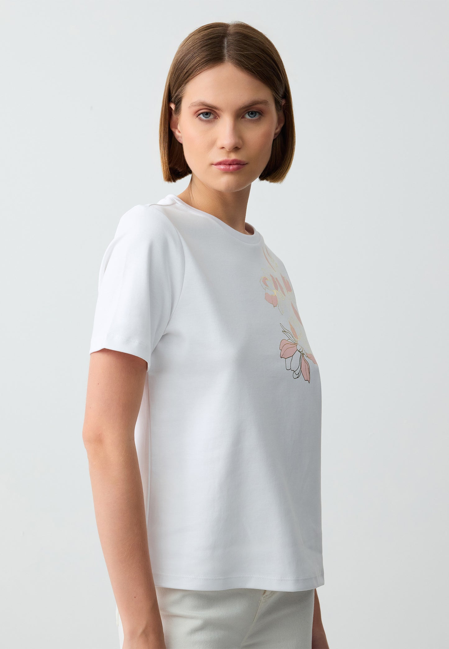 100% Cotton Round Neck Short Sleeve Patterned Knitted T-Shirt