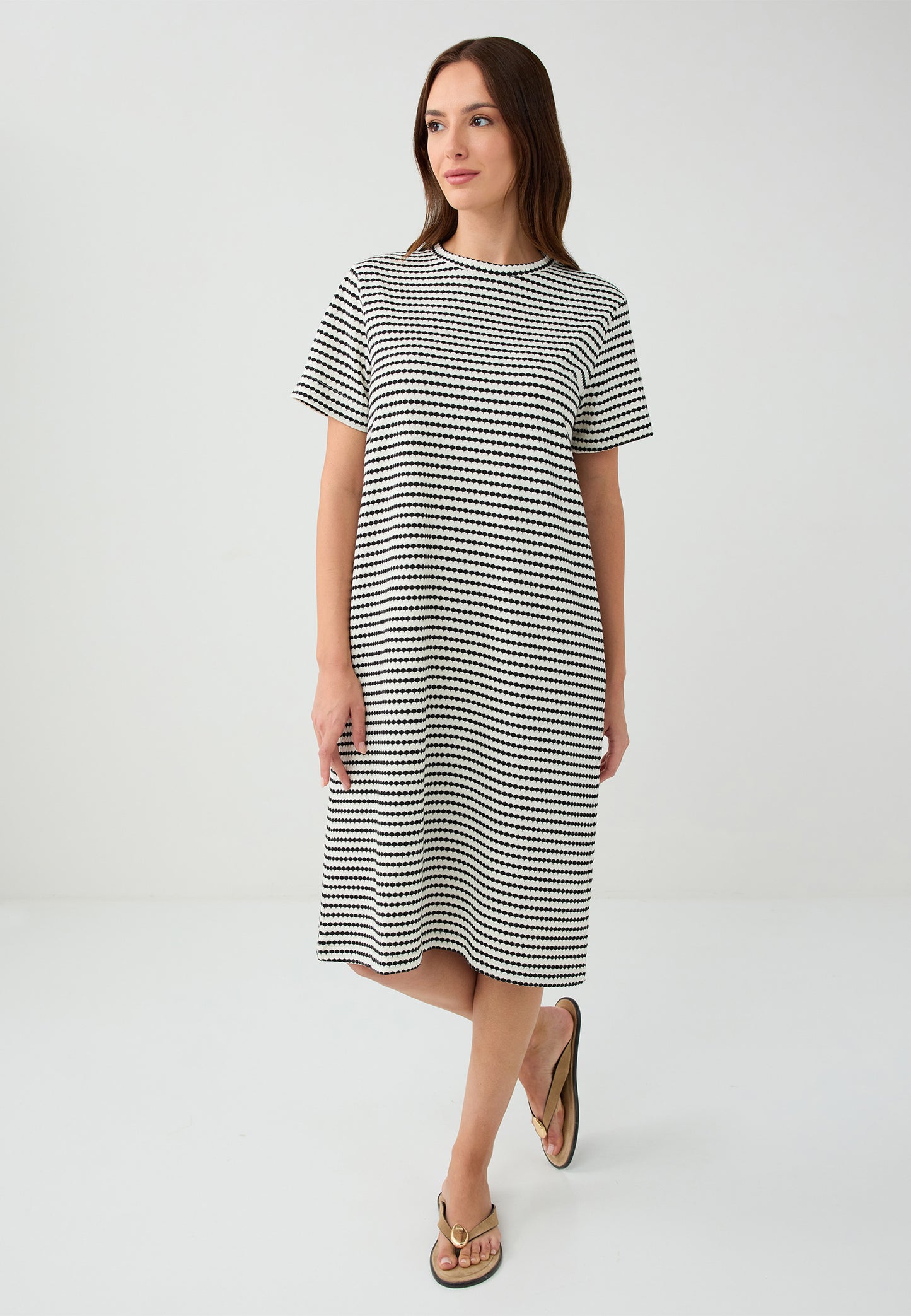 Regular Fit Crew neck Knitted Black Dress