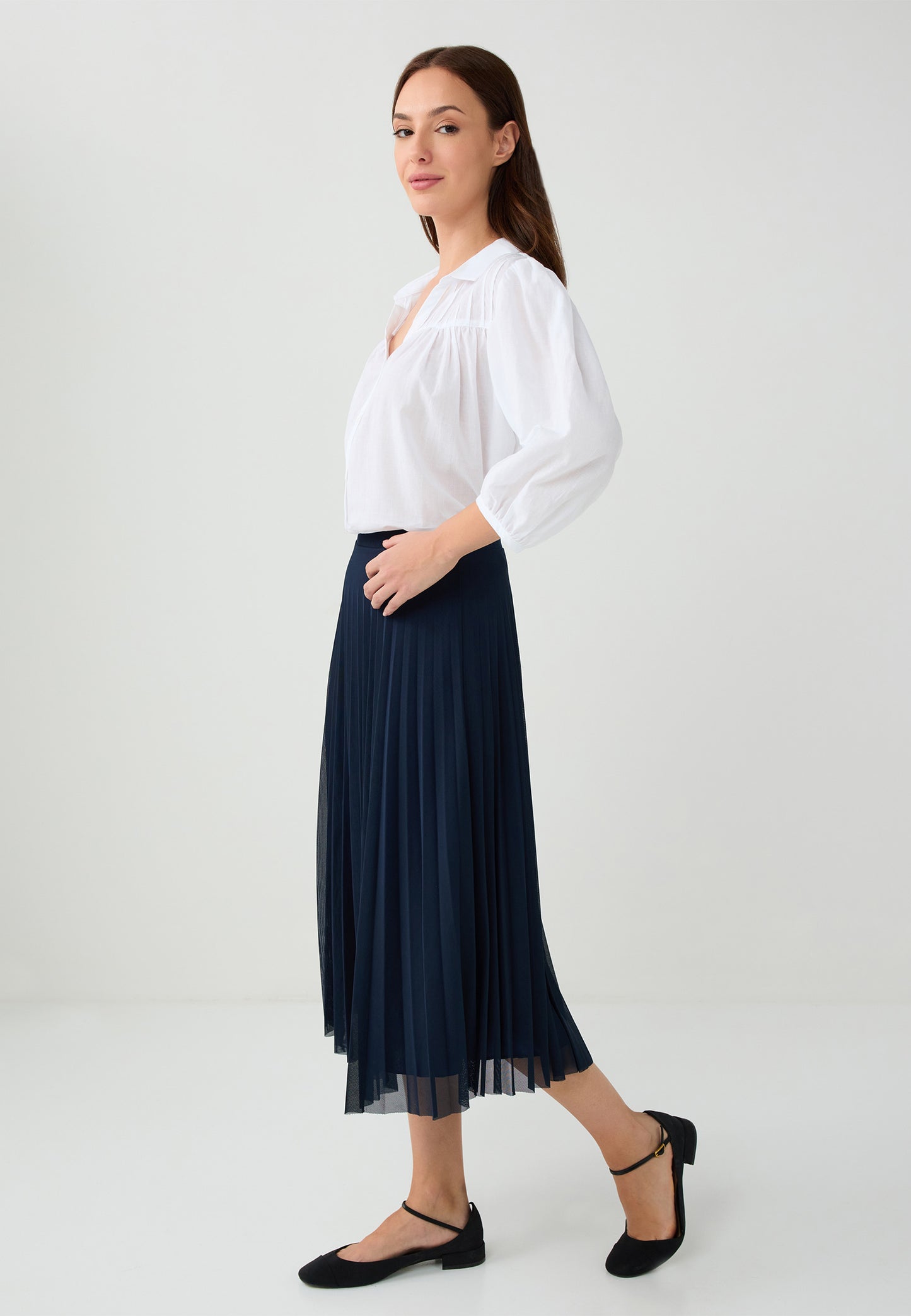 Loose Fit Knitted Dark Blue Skirt