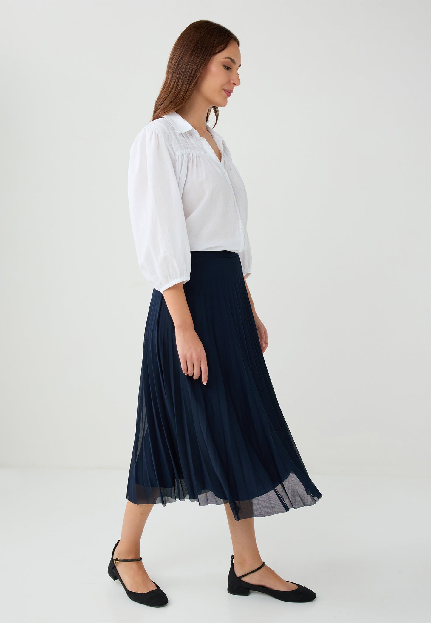 Loose Fit Knitted Dark Blue Skirt
