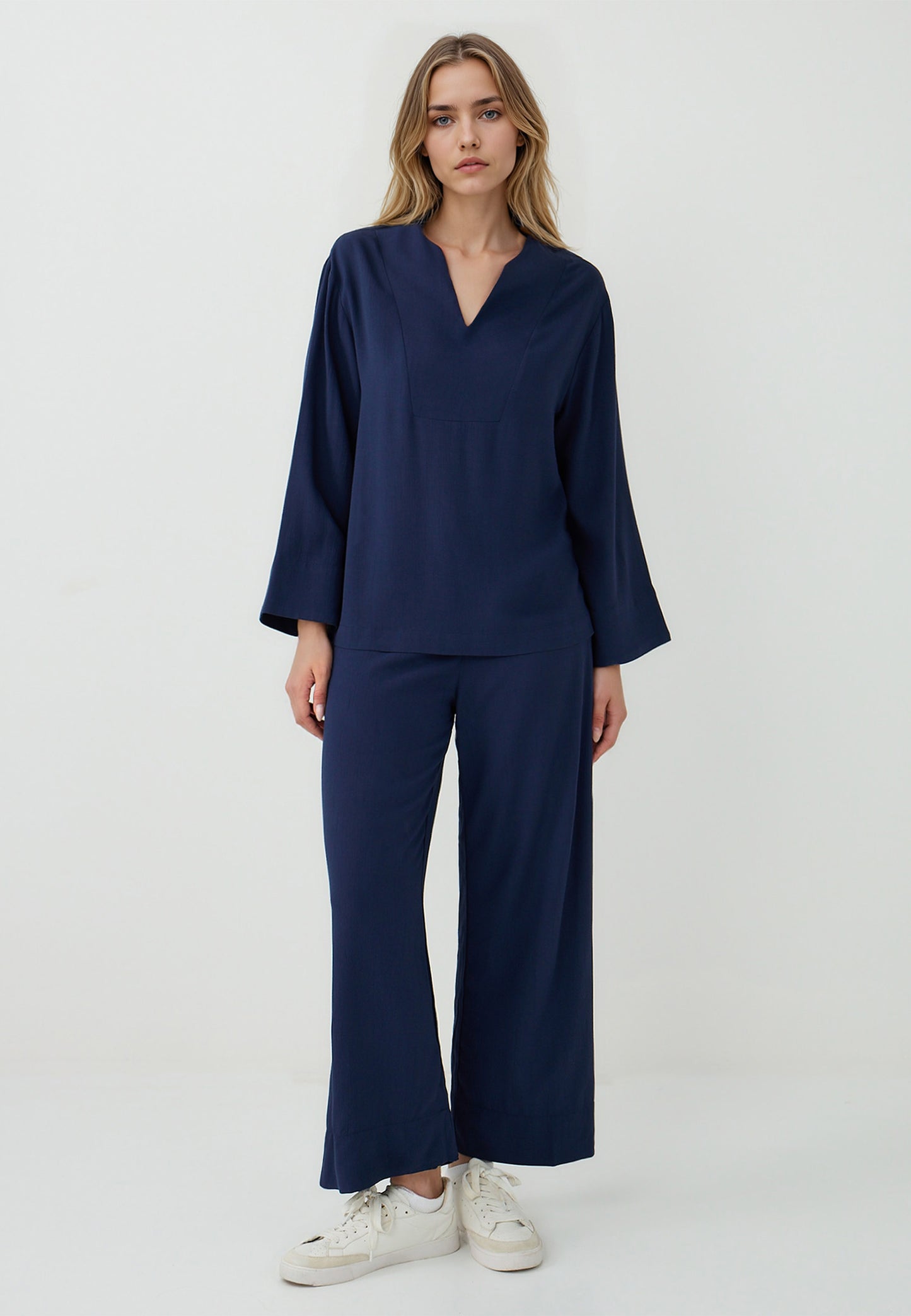 Loose Fit Woven Dark Blue Trousers