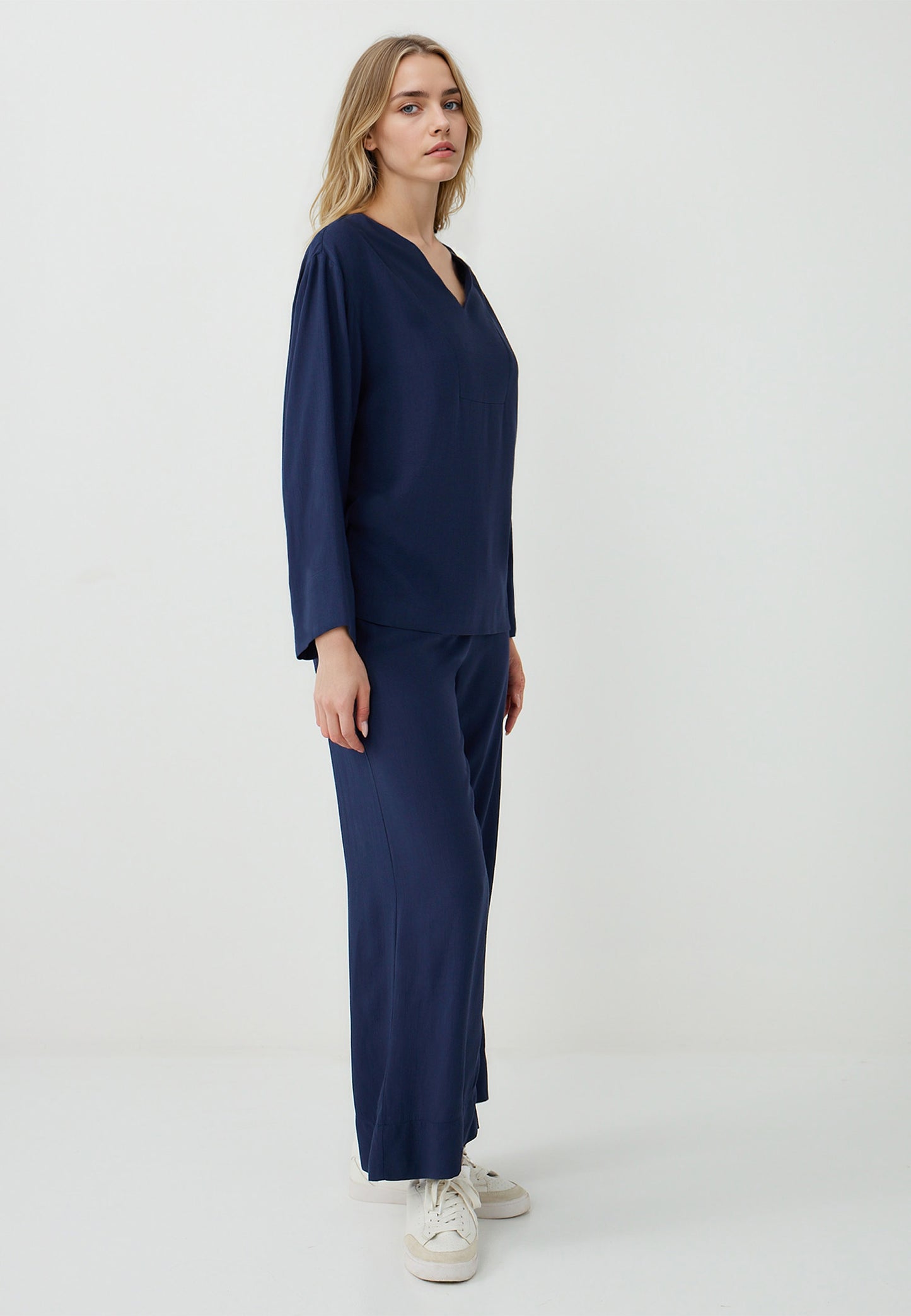 Loose Fit Woven Dark Blue Trousers
