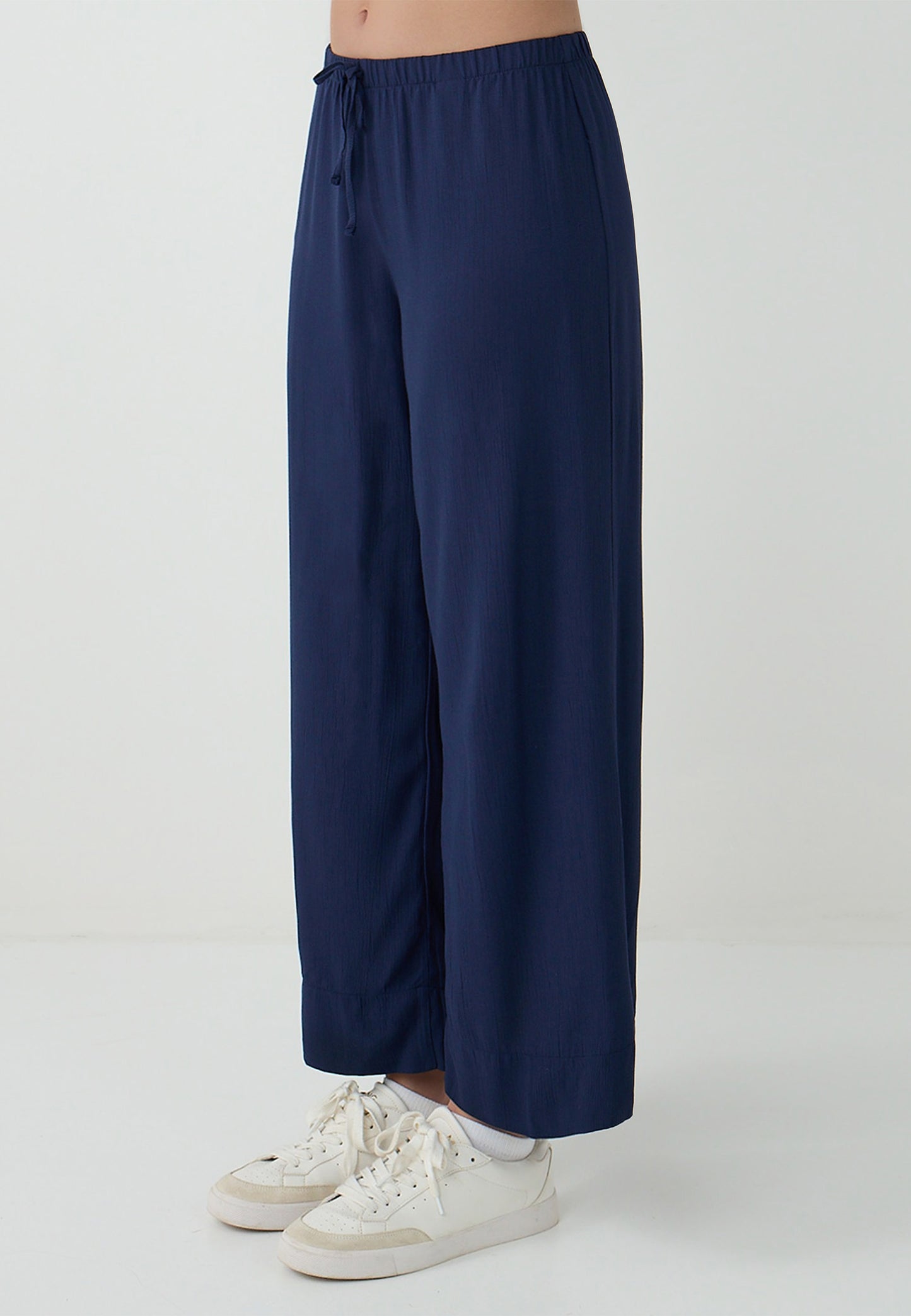 Loose Fit Woven Dark Blue Trousers