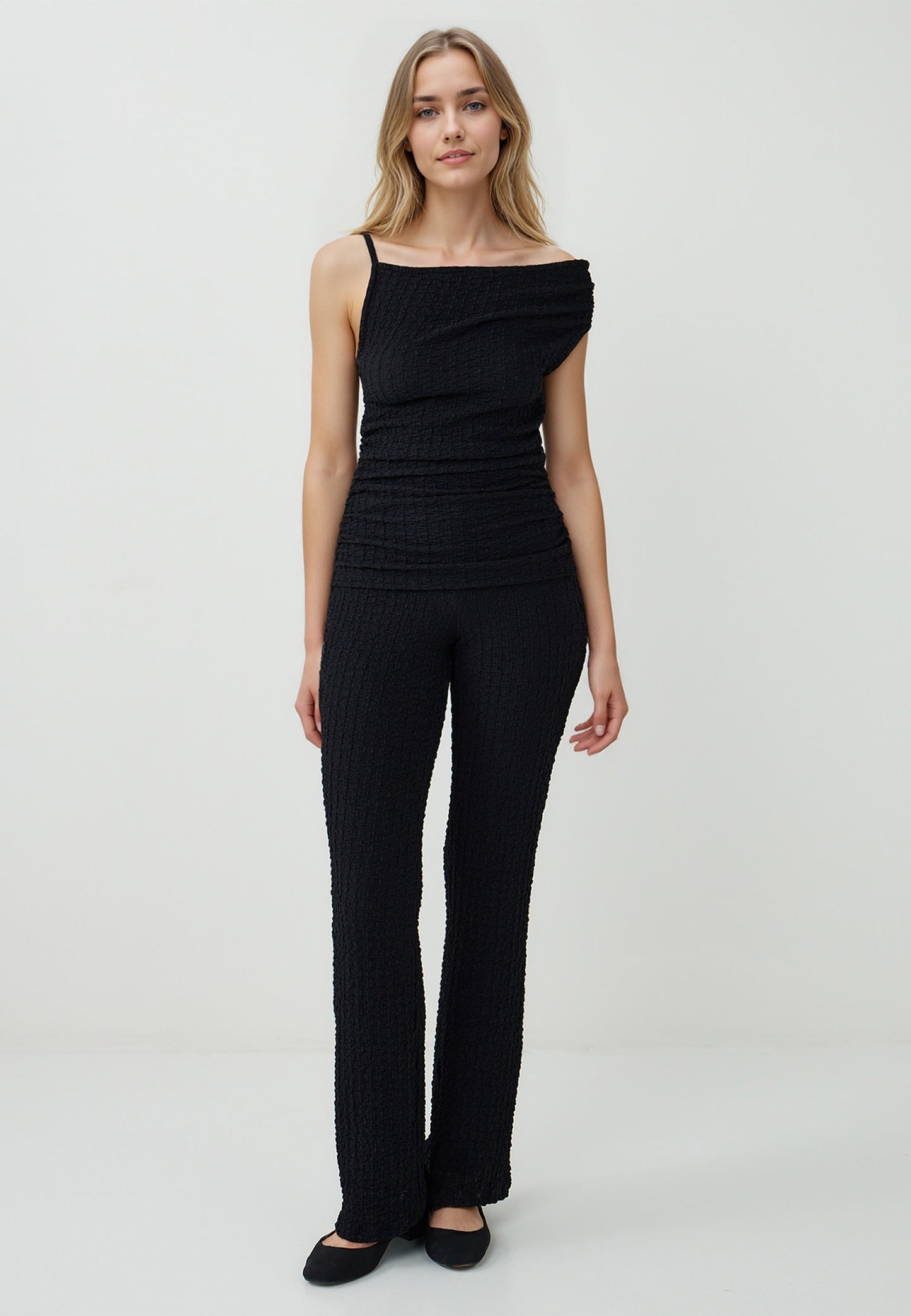 Slim Fit Woven Black Trousers