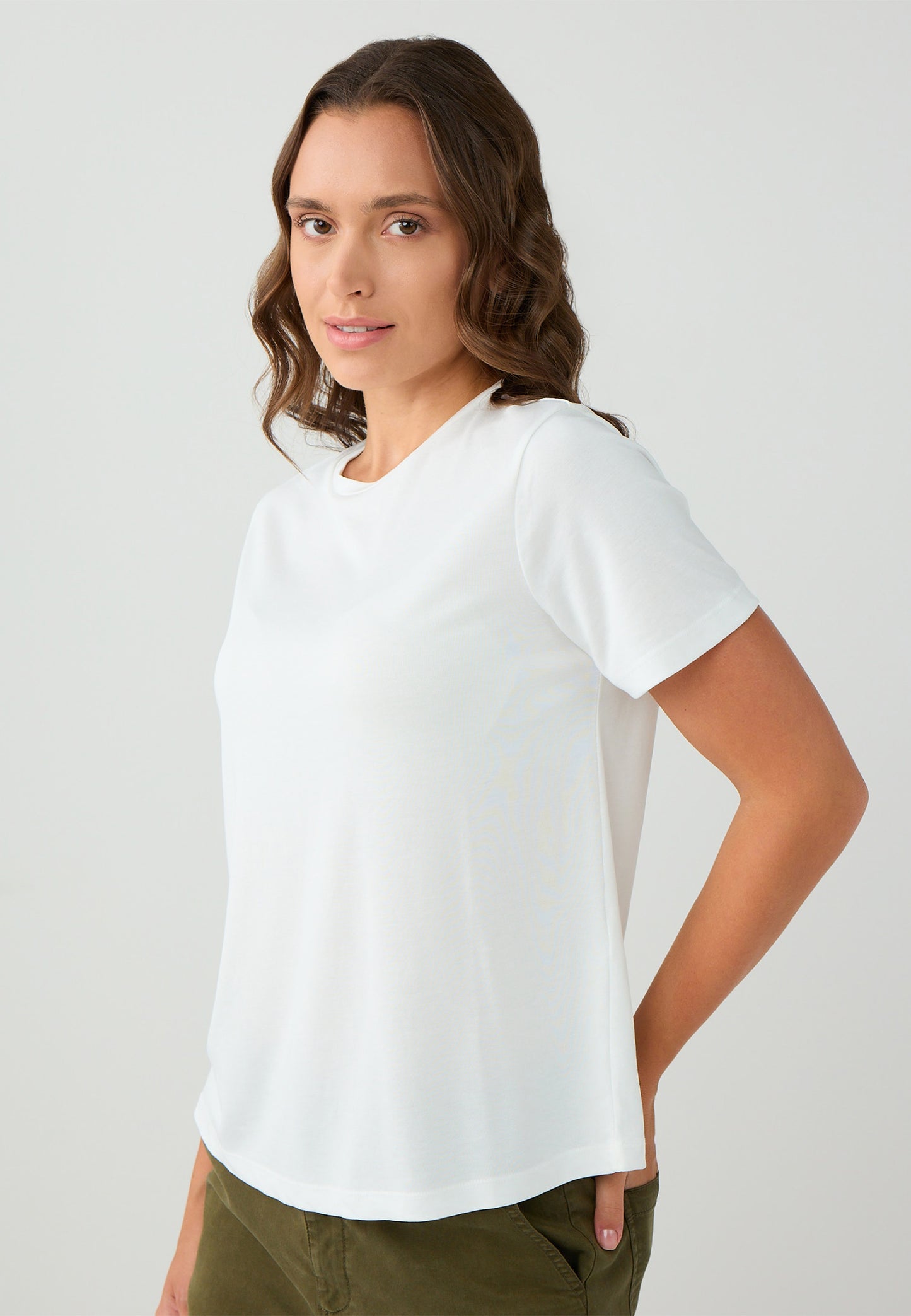Regular Fit Crew neck Knitted White T-shirt