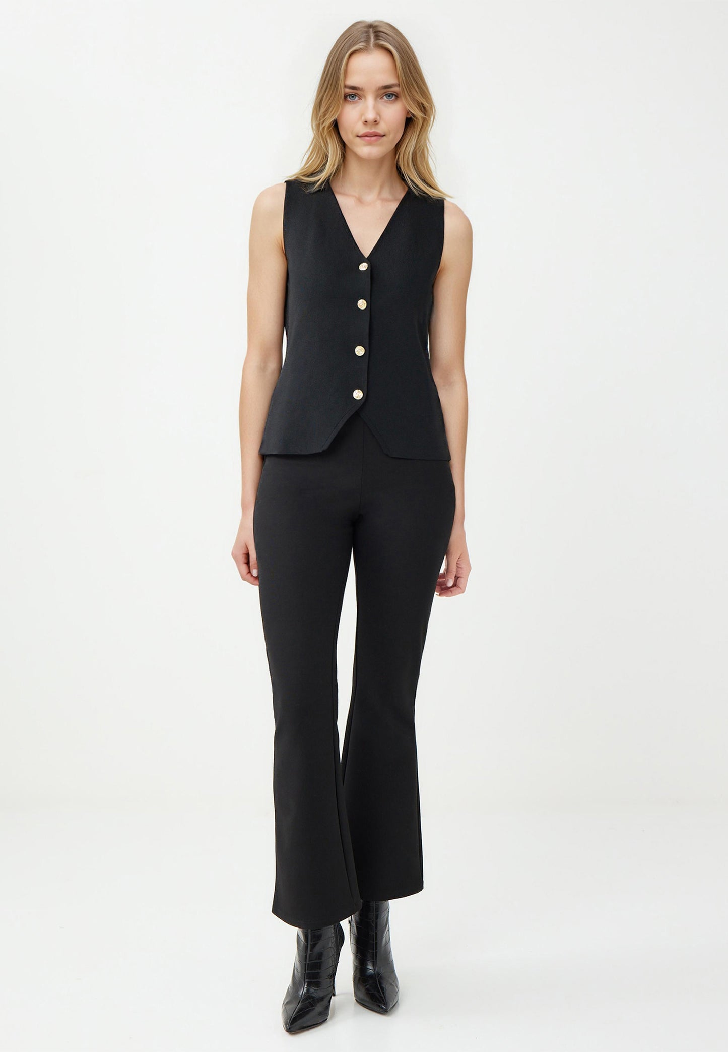Slim Fit Black Tricot Waistcoat