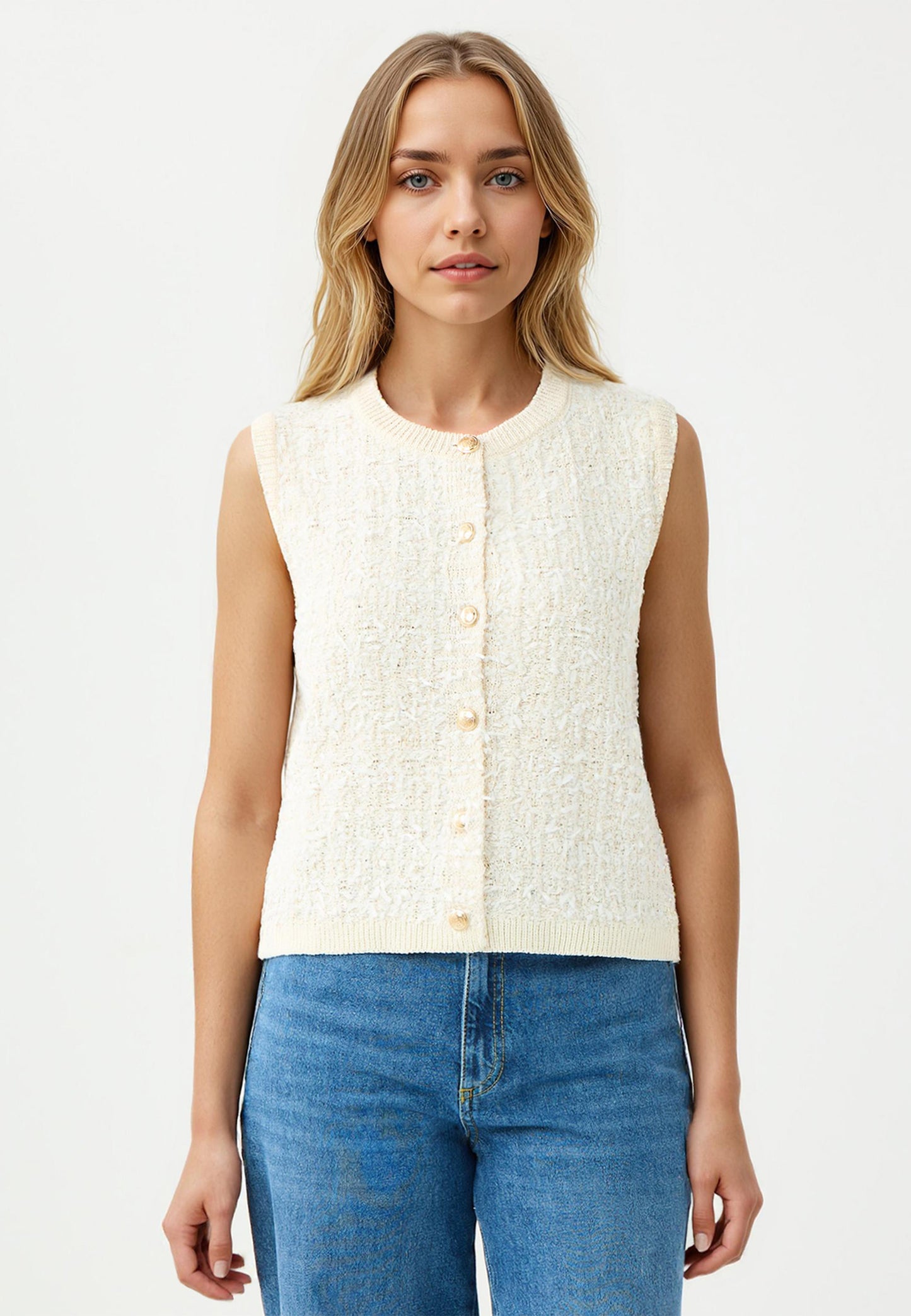 Regular Fit Ecru Woven Waistcoat