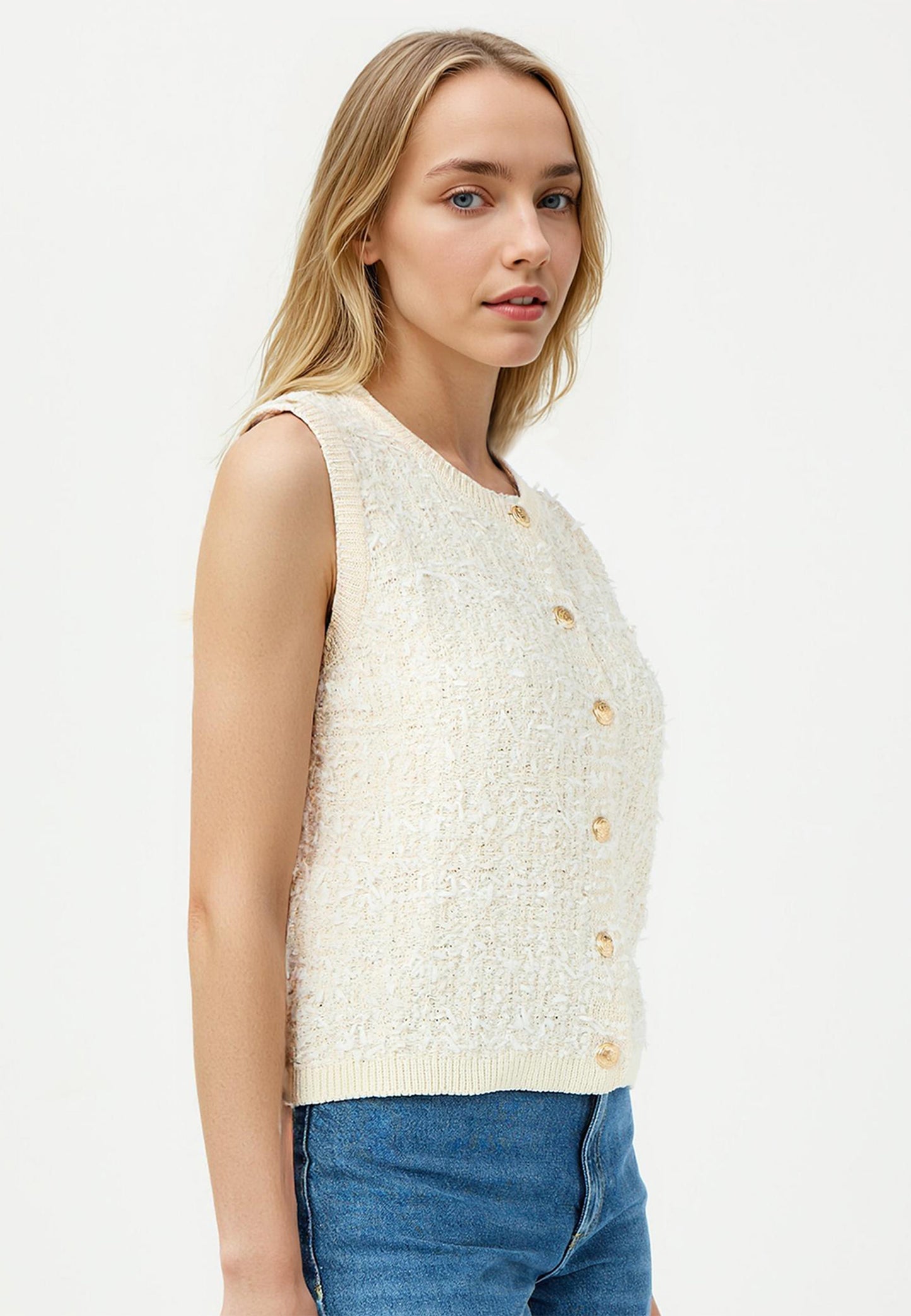 Regular Fit Ecru Woven Waistcoat