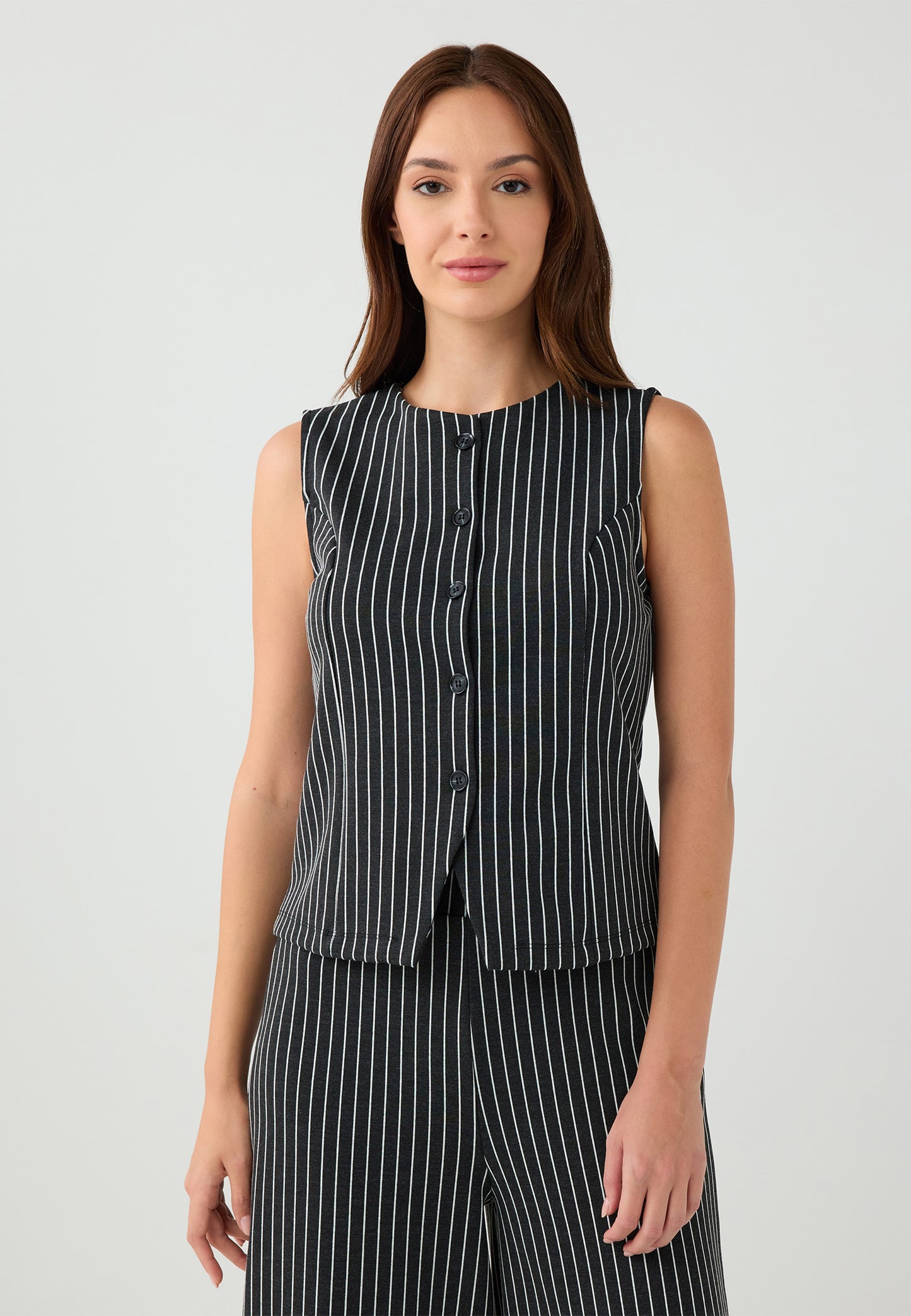 Regular Fit Crew neck Knitted Anthracite Waistcoat