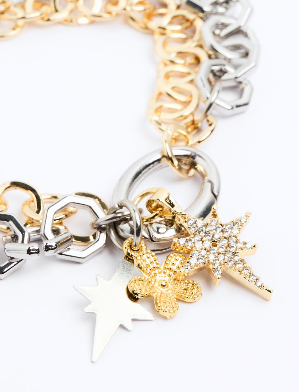 Flower-shaped double chain bracelet