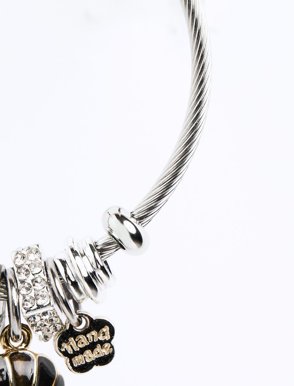 Seashell-shaped steel charm bracelet