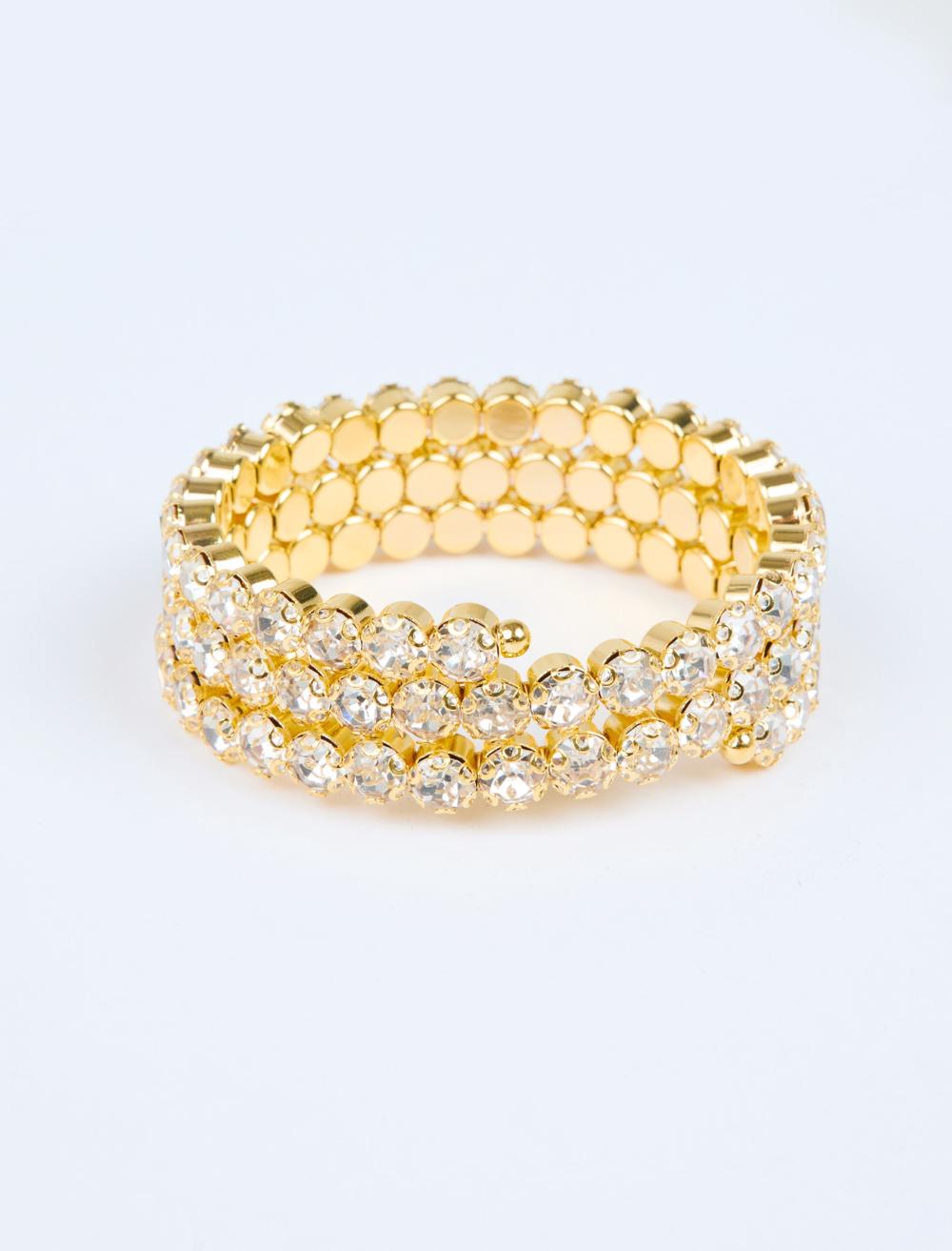 Shiny Stone-Detailed Tiered Bracelet