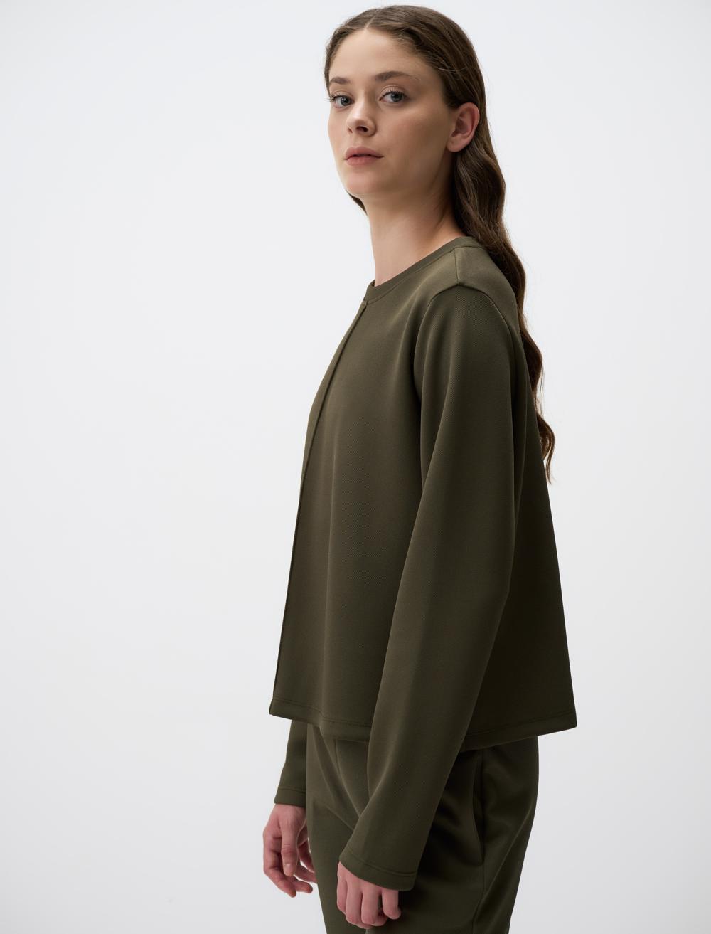 Crew Neck Short Basic Sweatshirt