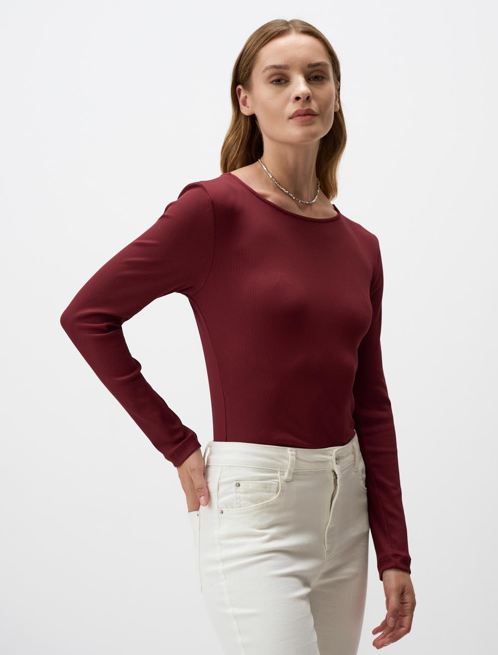 Slim Fit Boat Neck Knitted Blouse
