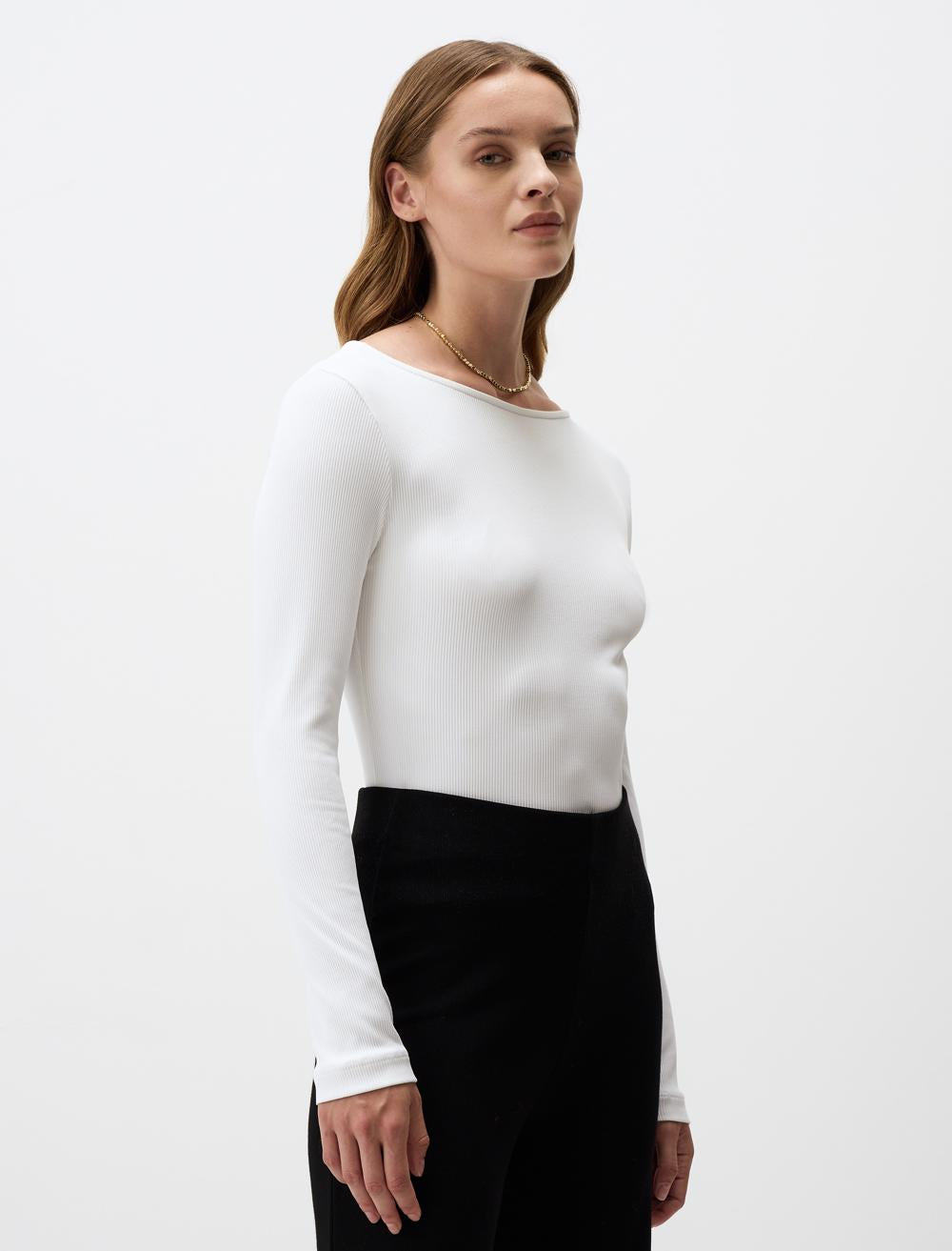 Slim Fit Boat Neck Knitted Blouse