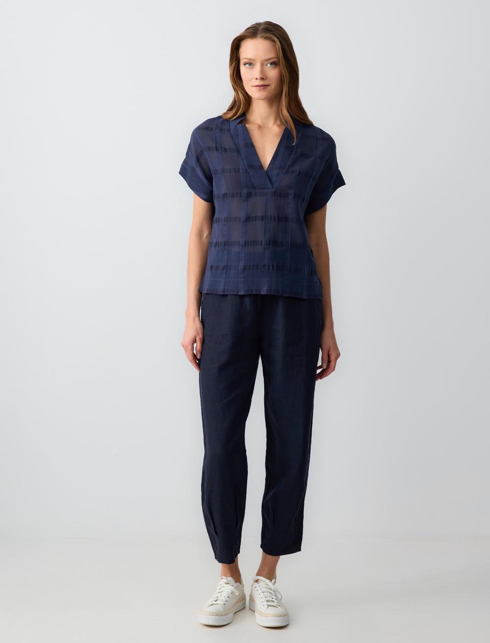 Woven Dark Blue Blouse