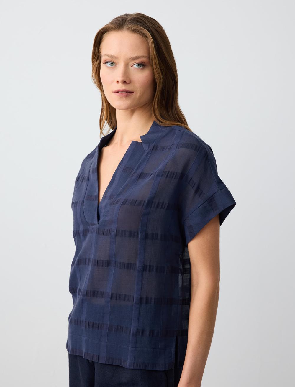 Woven Dark Blue Blouse