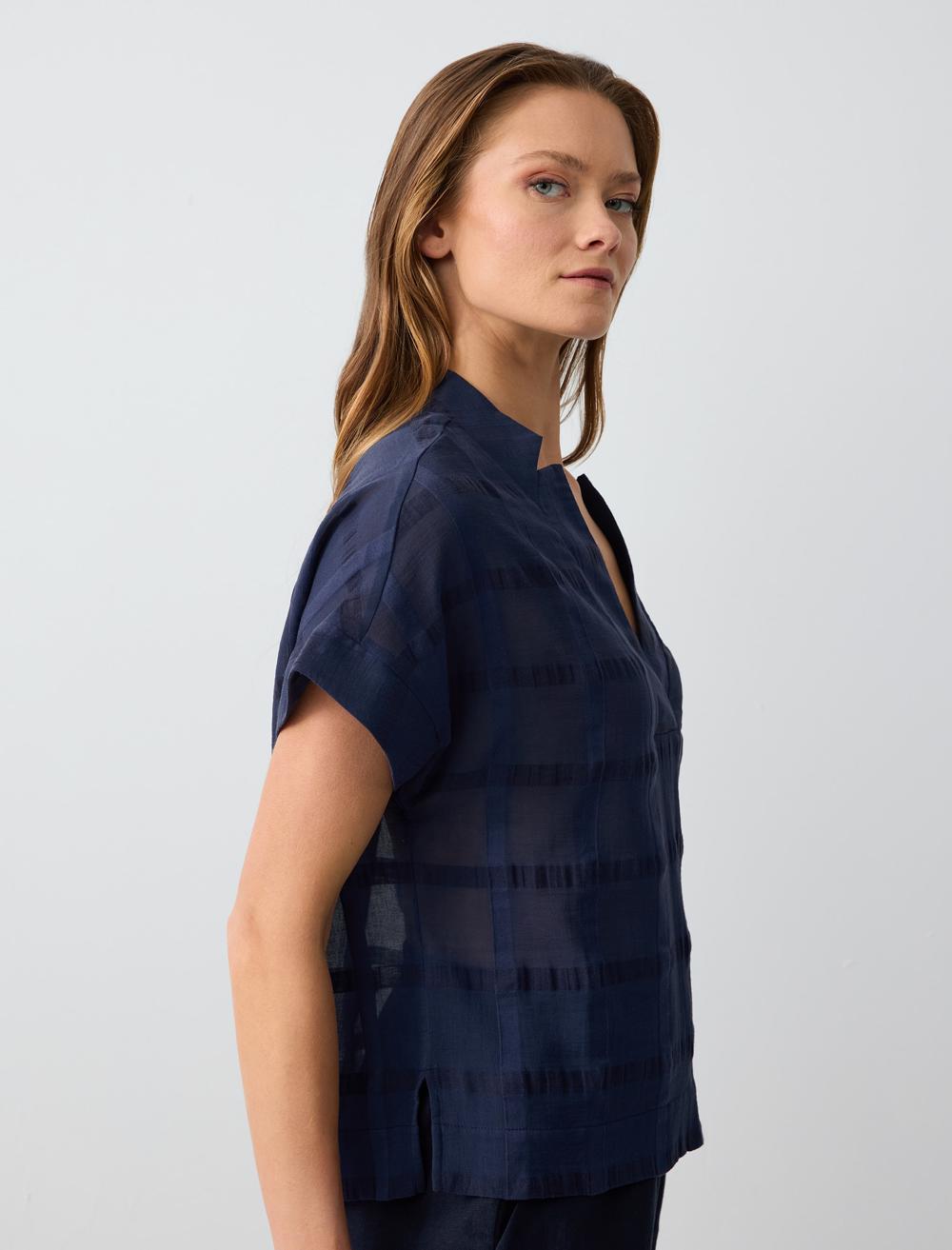 Woven Dark Blue Blouse