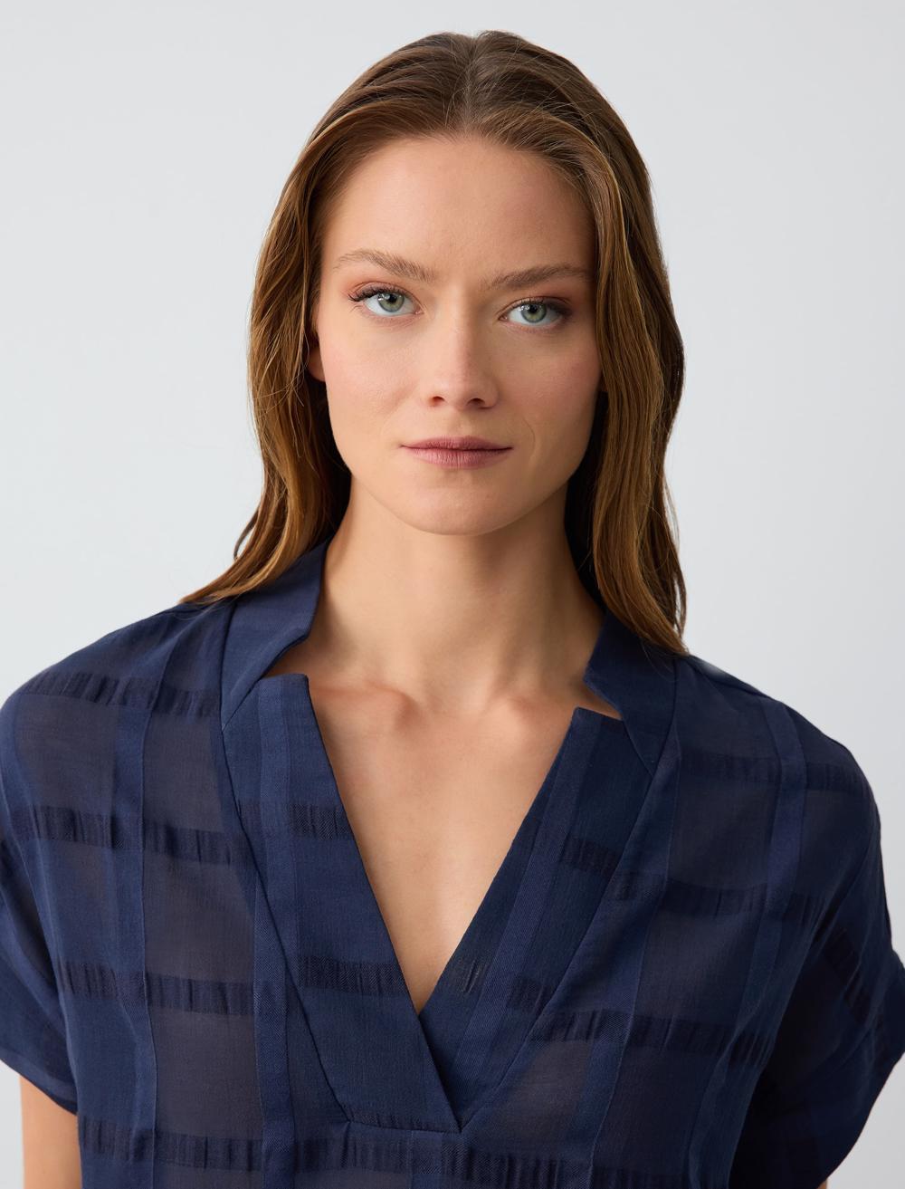 Woven Dark Blue Blouse