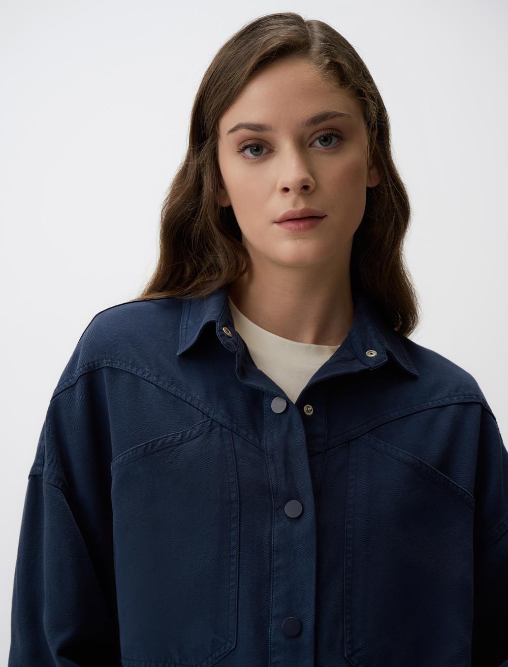 Loose Fit Long Denim Woven Jacket