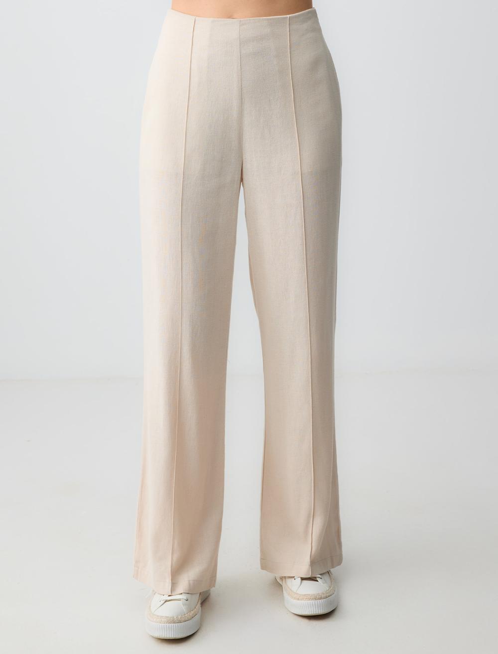 Wide Leg High Waist Linen Trousers