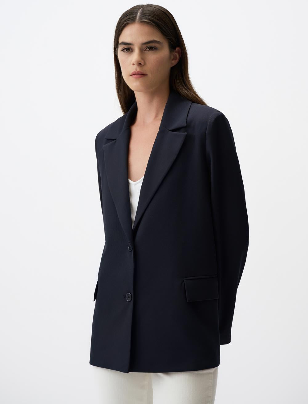 Straight Cut Long Sleeve Blazer Jacket