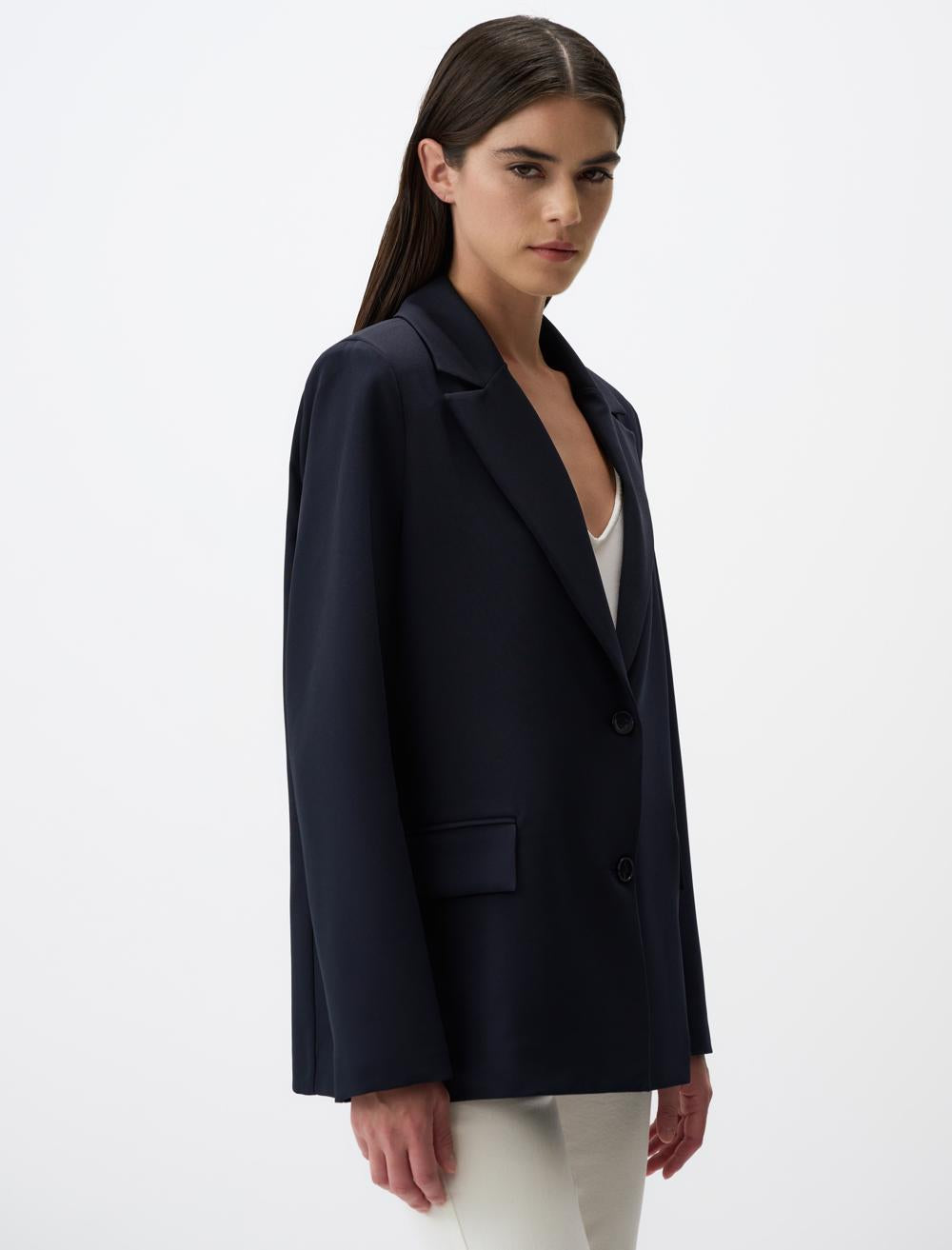 Straight Cut Long Sleeve Blazer Jacket