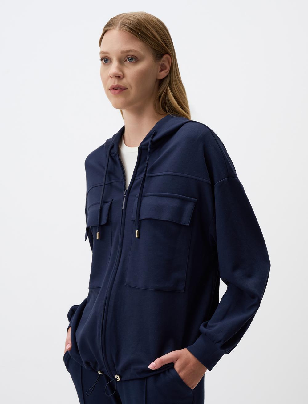 Long Sleeved Hooded Pocket Jacket