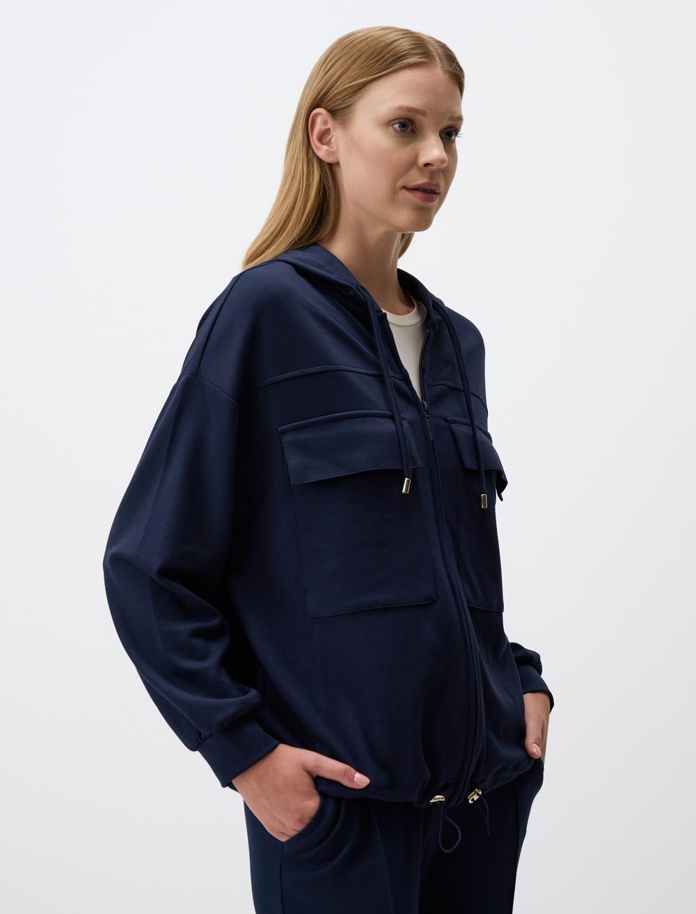 Long Sleeved Hooded Pocket Jacket