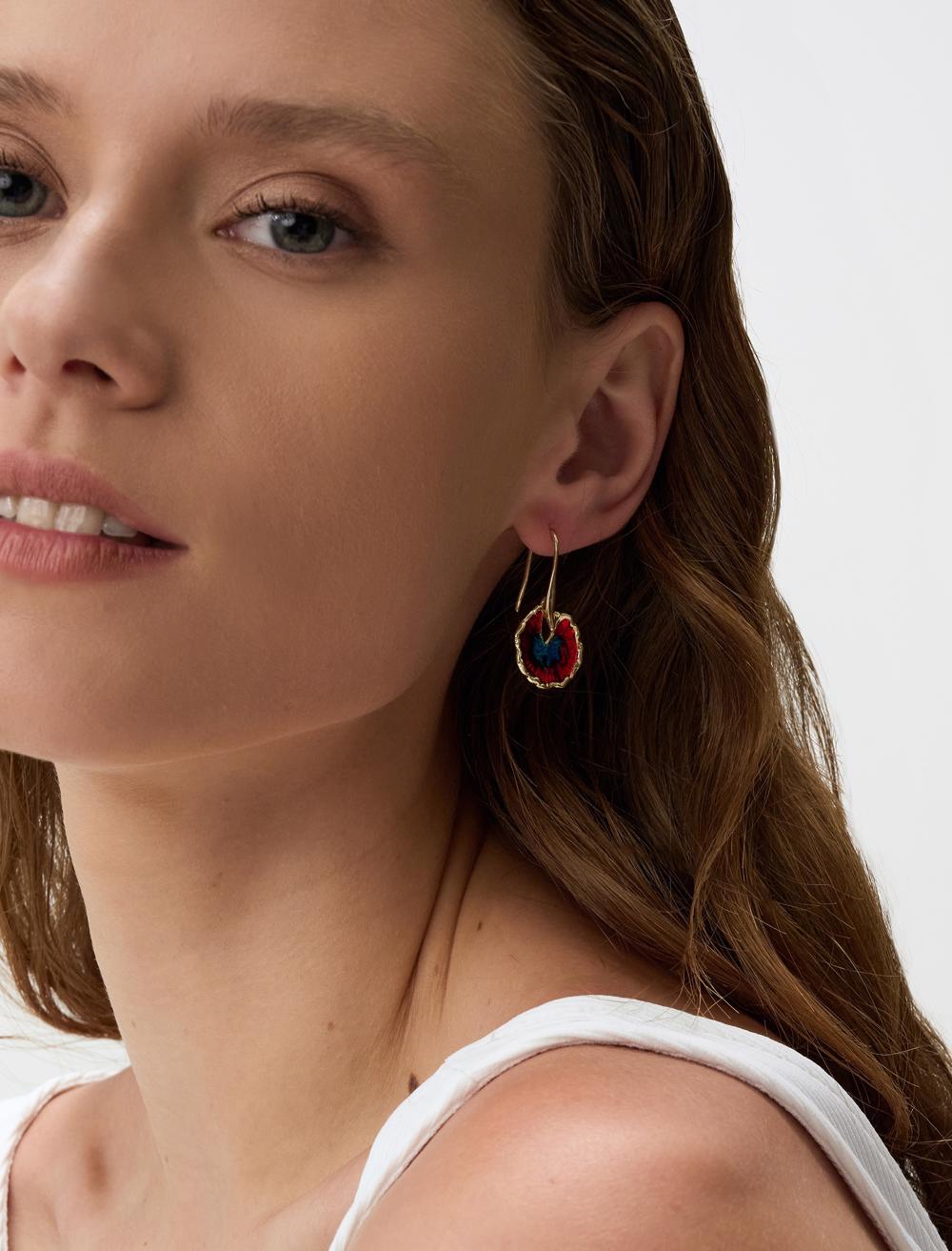 Natural Enamel Figured Elegant Earrings