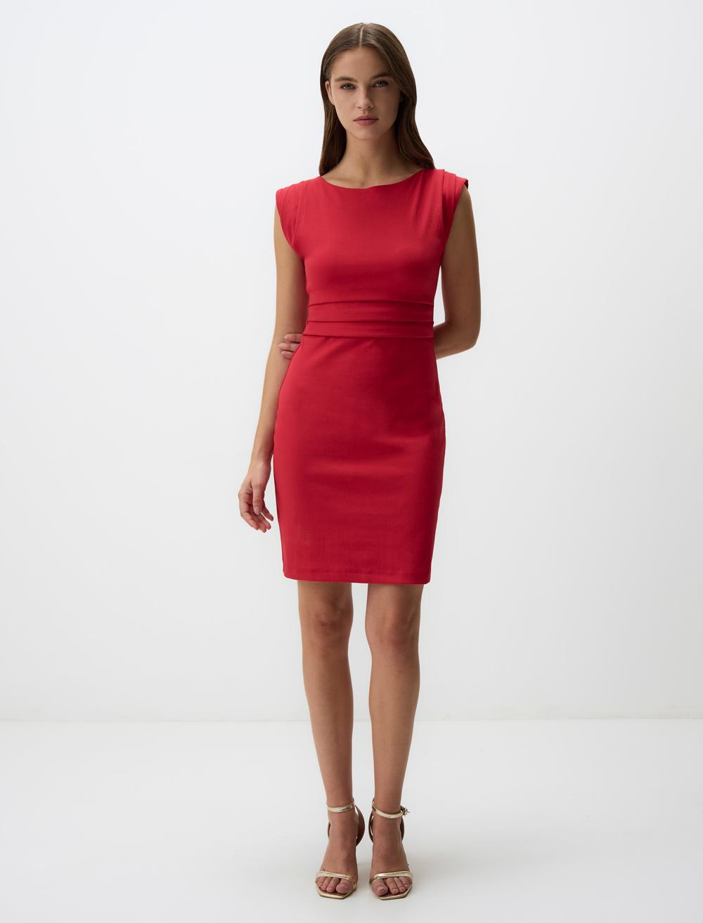 Boat Neck Sleeveless Mini Dress