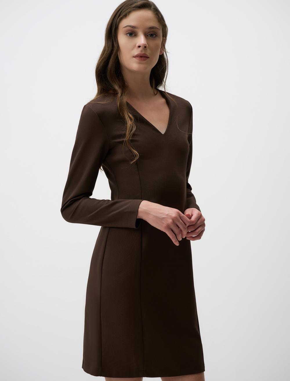 V Neck Long Sleeve Mini Dress