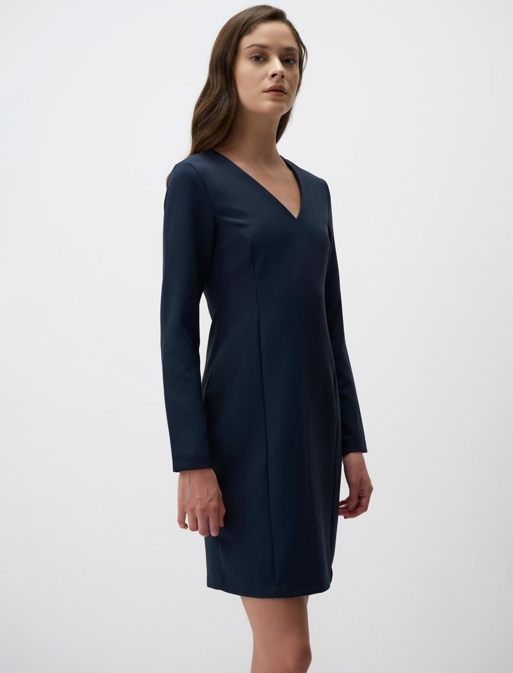 V Neck Long Sleeve Mini Dress