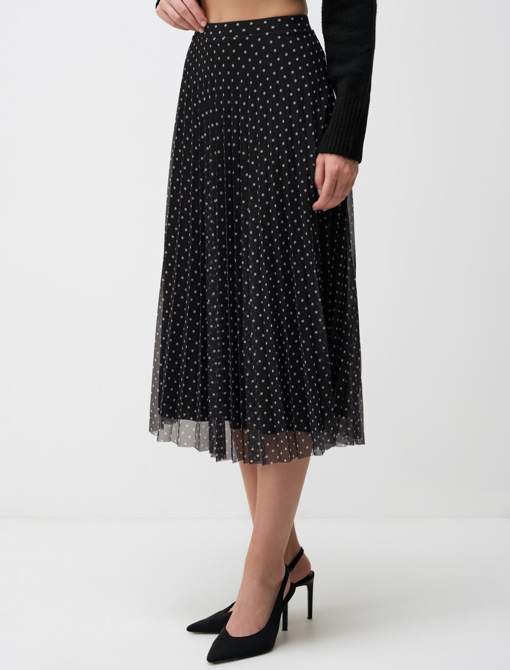 High Waist Relaxed Fit Patterned Midi Skirt