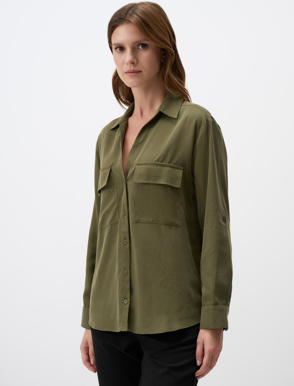 Slim Fit Long Sleeve Shirt with Pocket Detail