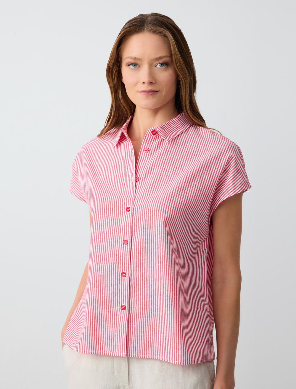 Loose fit Shirt Collar Woven Red Shirt