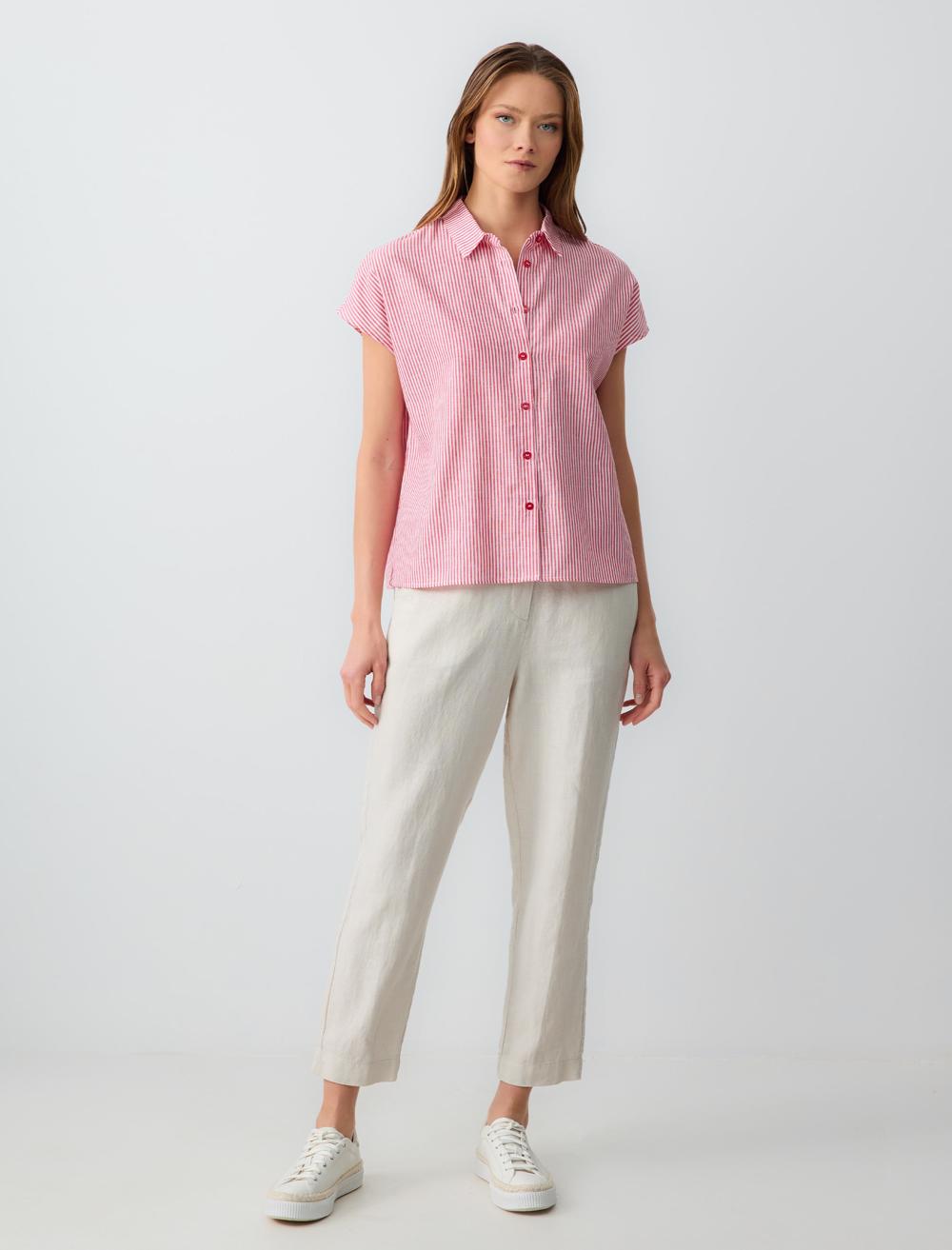 Loose fit Shirt Collar Woven Red Shirt