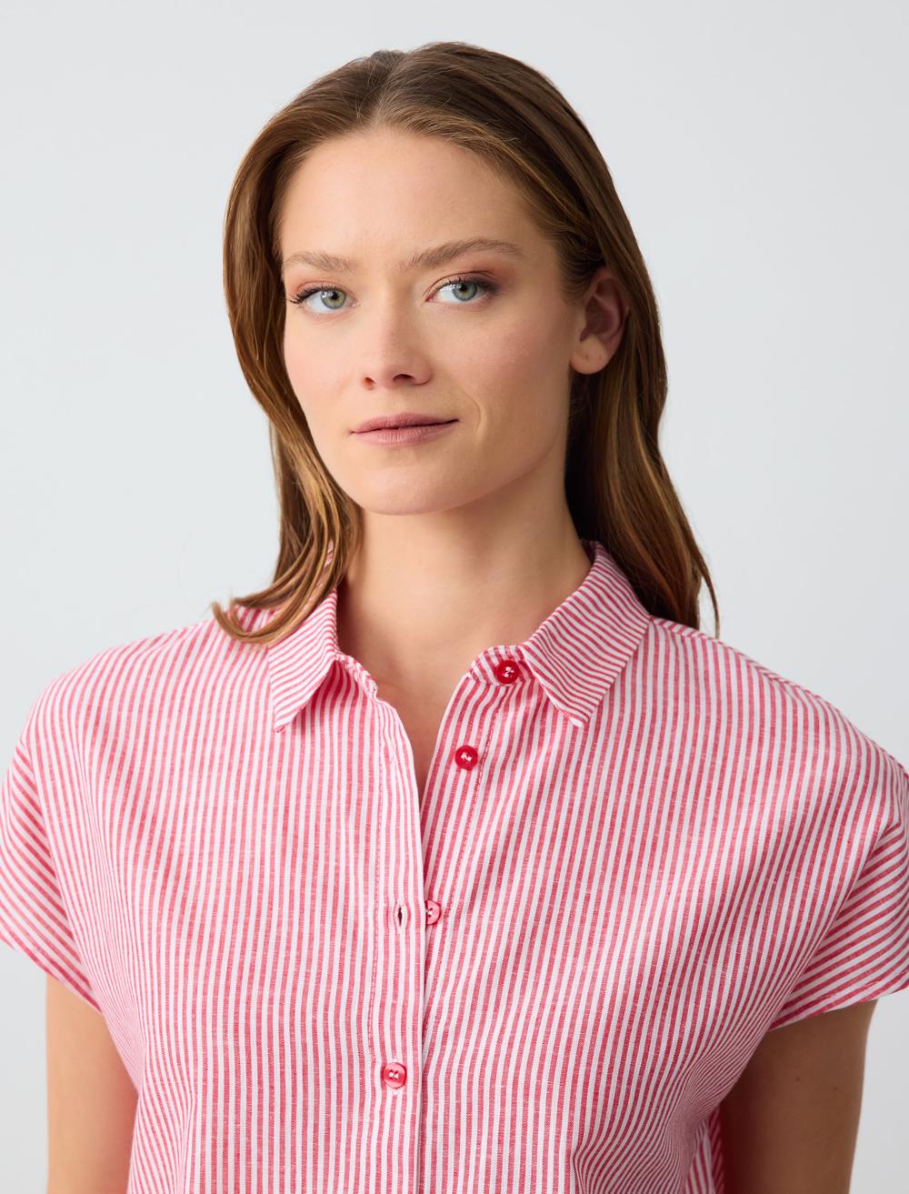 Loose fit Shirt Collar Woven Red Shirt