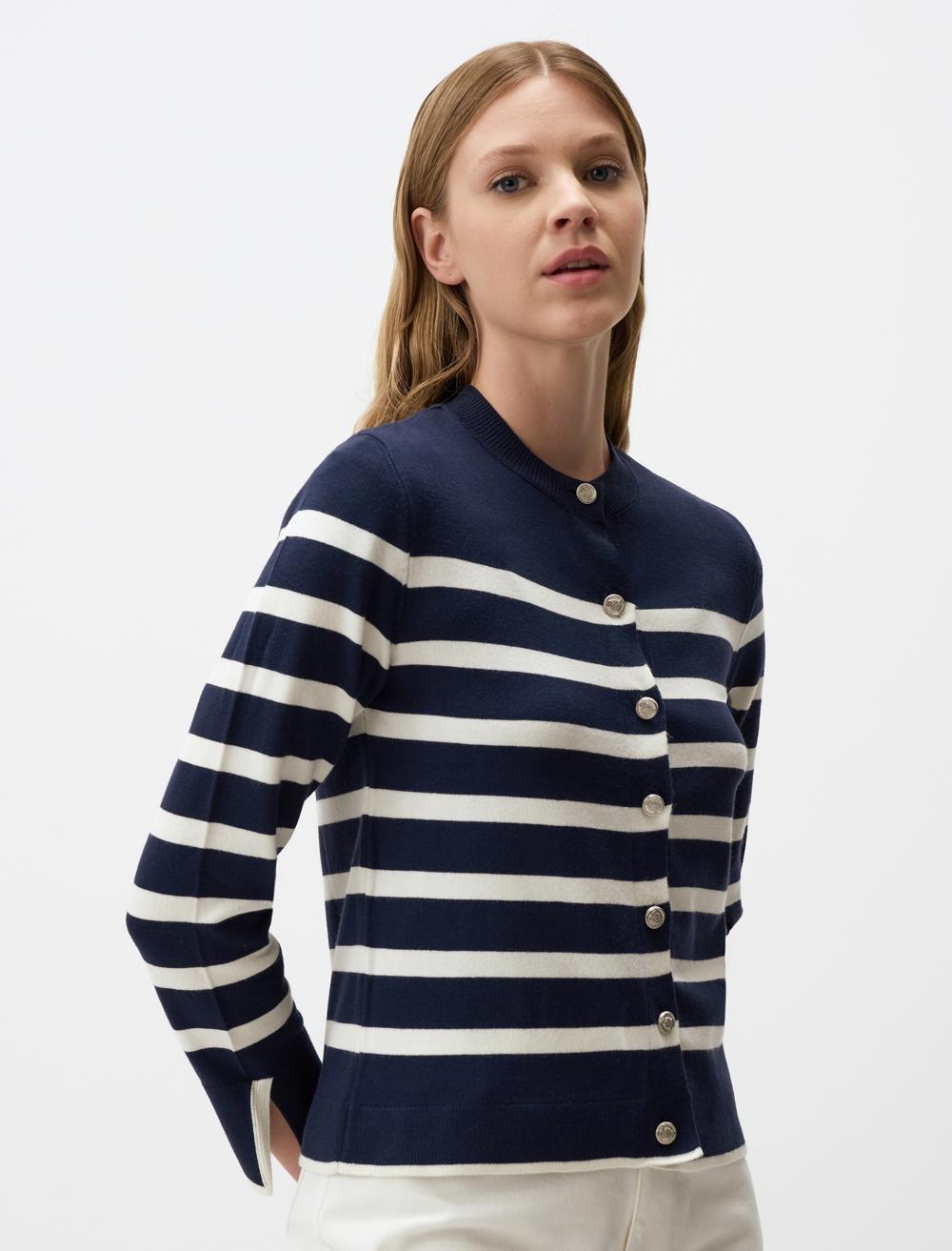 Crew Neck Long Sleeve Slim Fit Sweater Cardigan