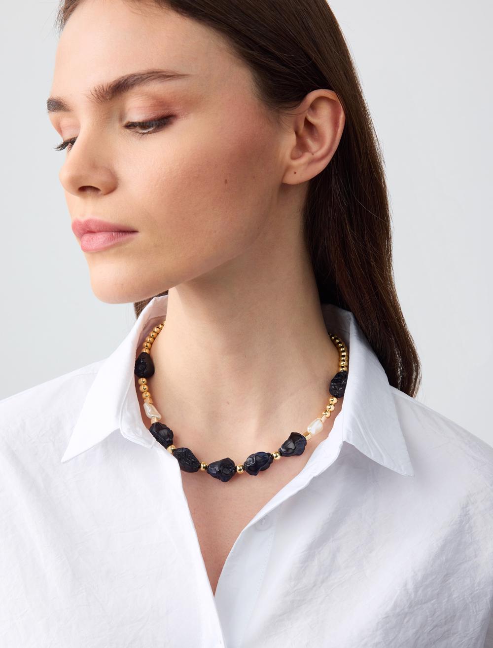 Pearl-look Beaded Adjustable Necklace