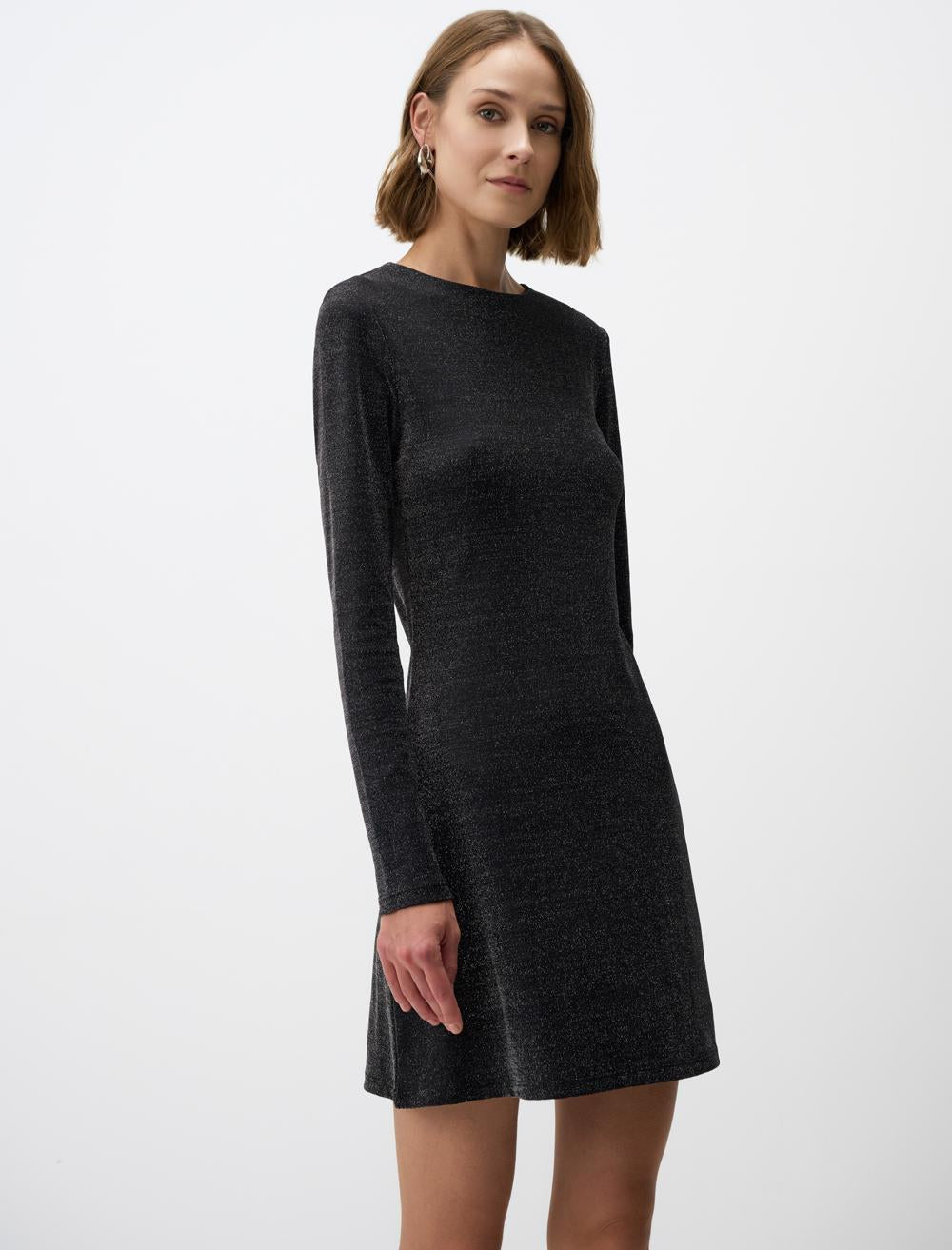 Boat Neck Slim Fit Mini Knitted Dress