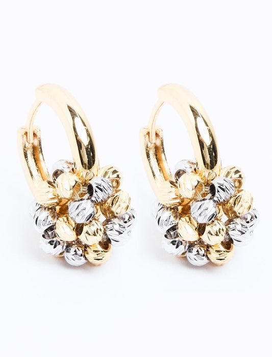 Elegant Half Hoop Earrings with Shiny Ball Detail