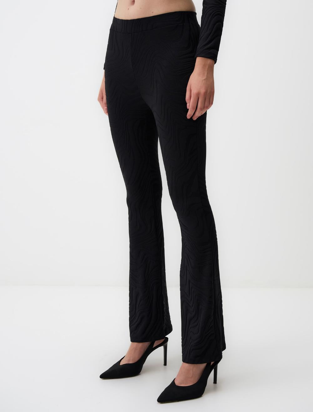 High Waist Wide Leg Line Patterned Pants