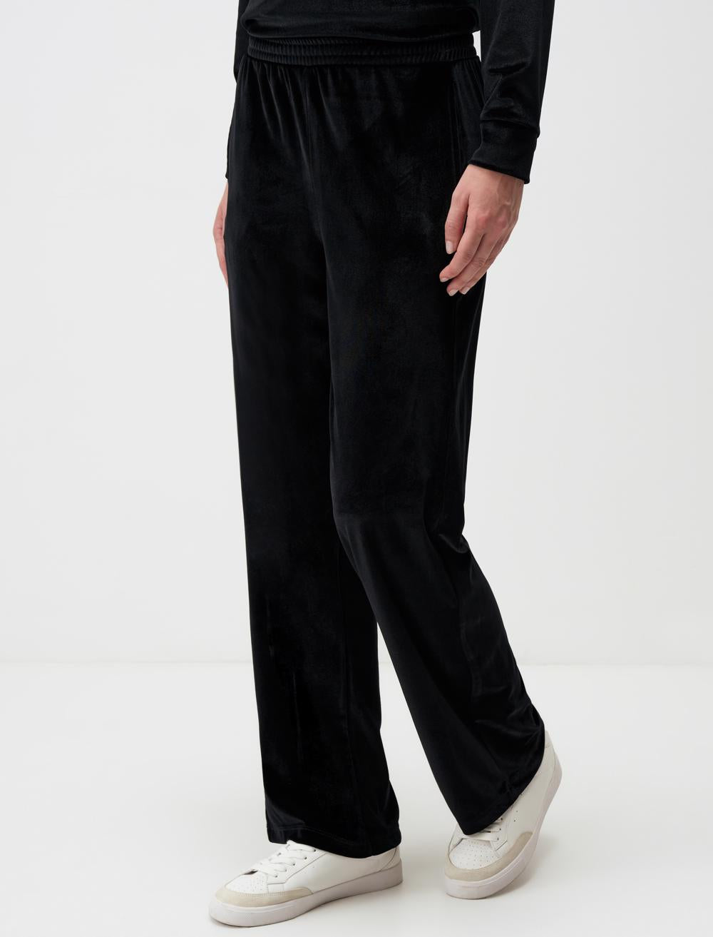 High Waist Relaxed Fit Wide Leg Velvet Pants
