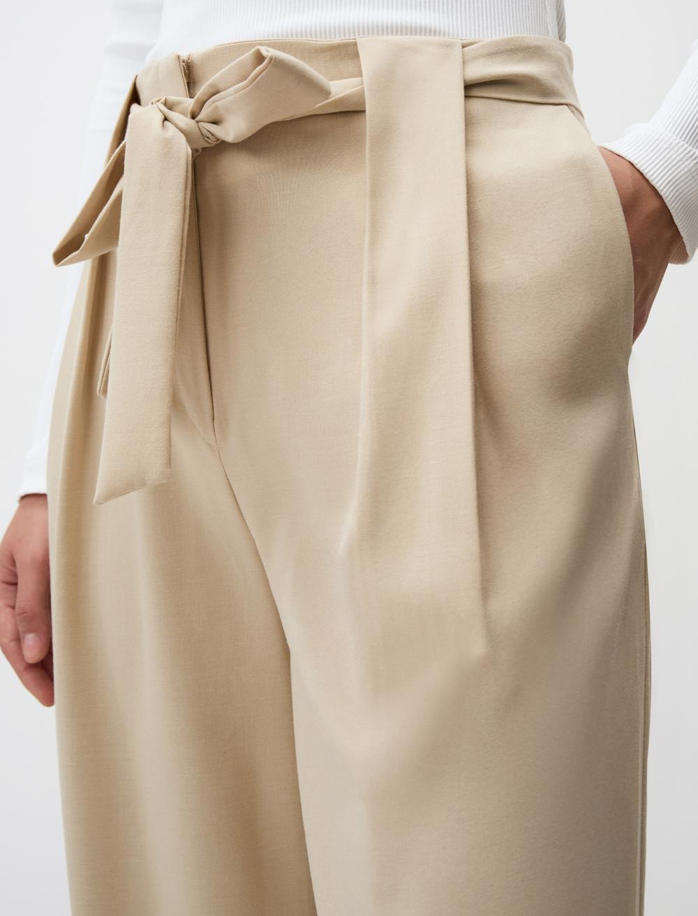 High Waist Relaxed Fit Wide Leg Woven Pants